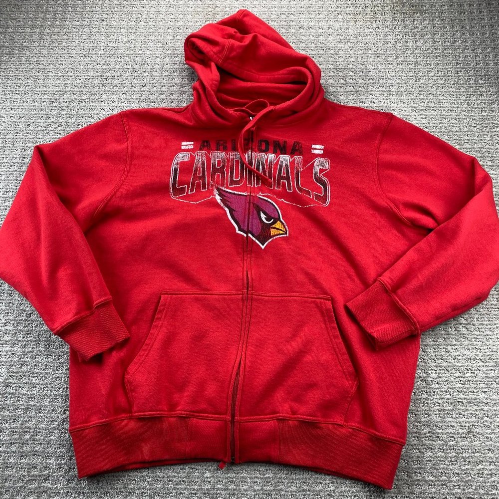 Arizona Cardinals Hoodie Men 2XL Red Full Zip Casual NFL Football Fan Activewear